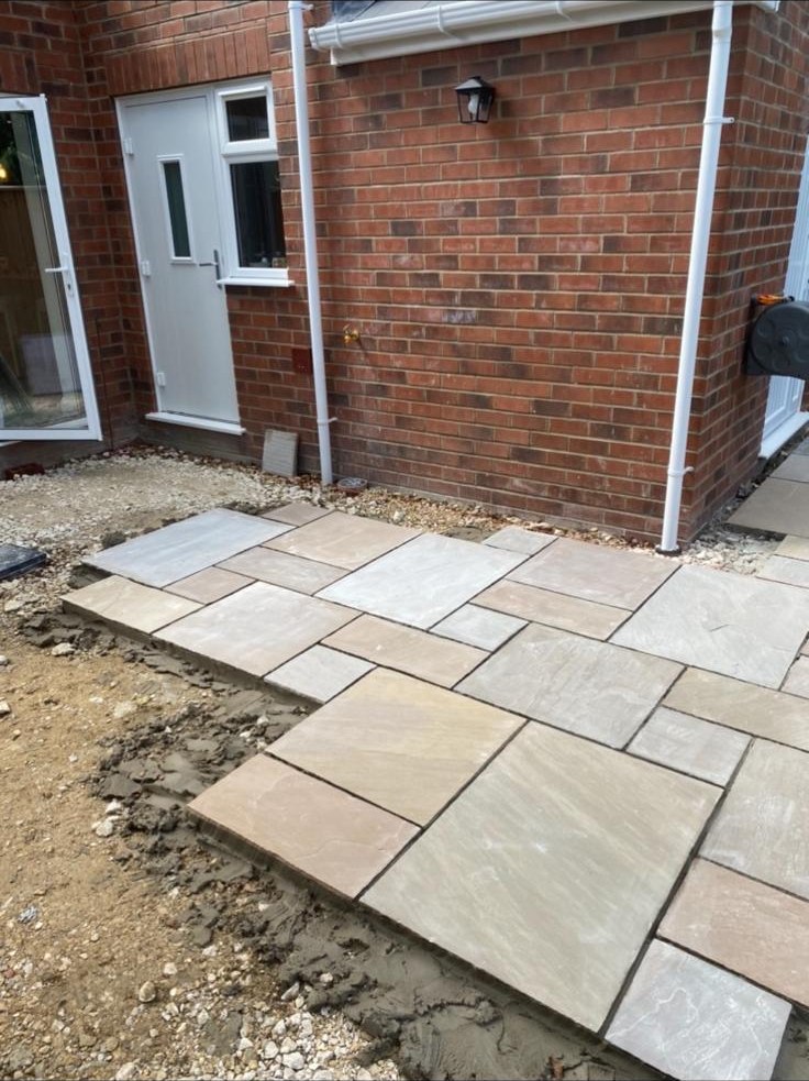New sandstone patio